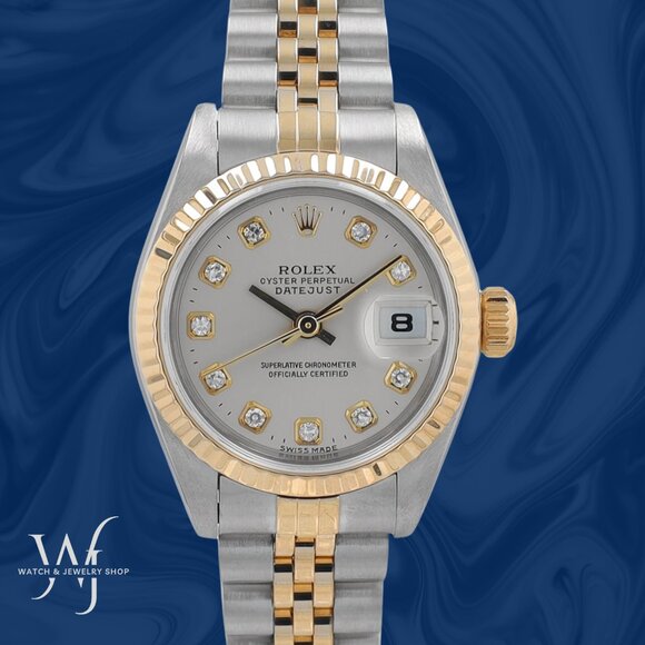 Rolex Ladies Datejust 26mm Two Tone Silver Diamond NS Dial Fluted Jubilee 69173 main image 10